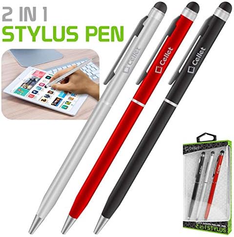 Pro Stylus Pen תואם עם Samsung SM-G985 עם דיו, דיוק גבוה, צורה רגישה במיוחד וקומפקטית למסכי מגע [3 חבילה-שחור-אדום-סילבר]